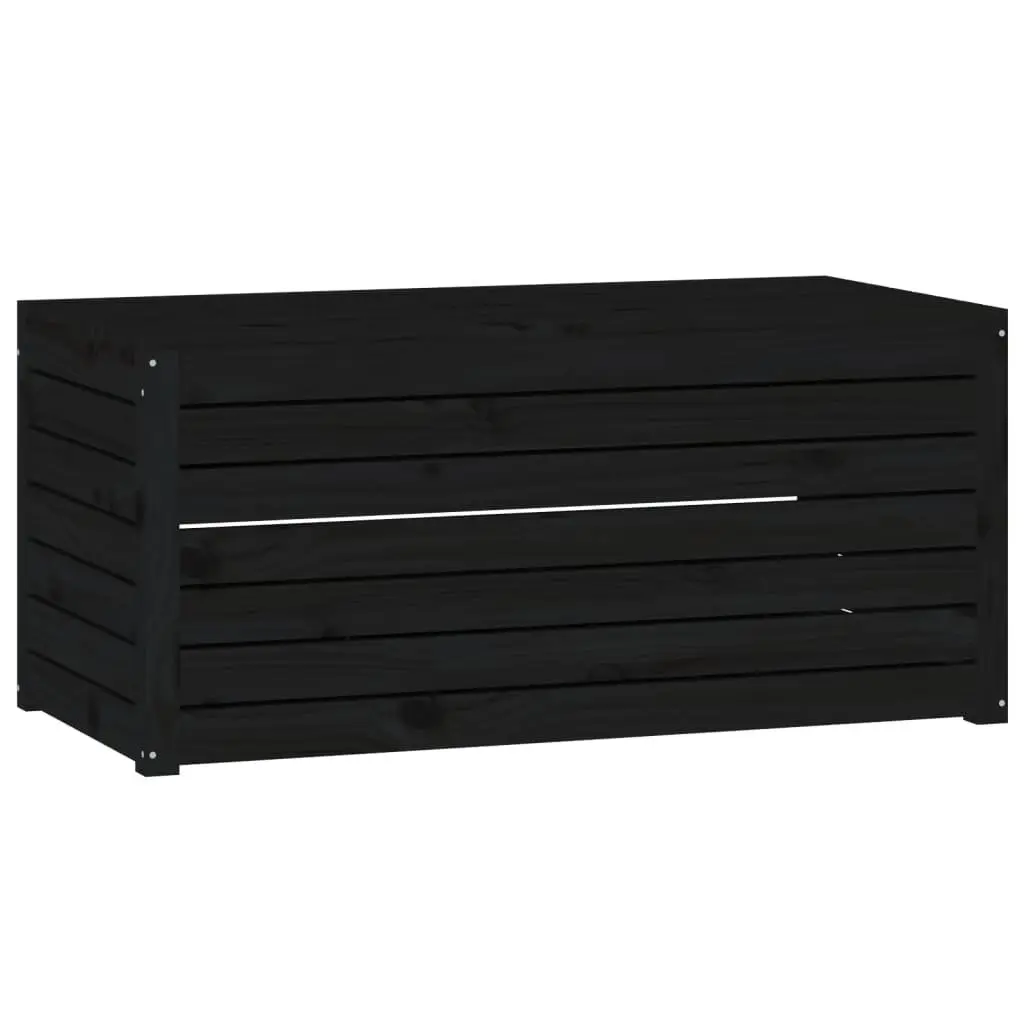 Garden Storage Box Solid Pine Wood Black Deck Box with Lid