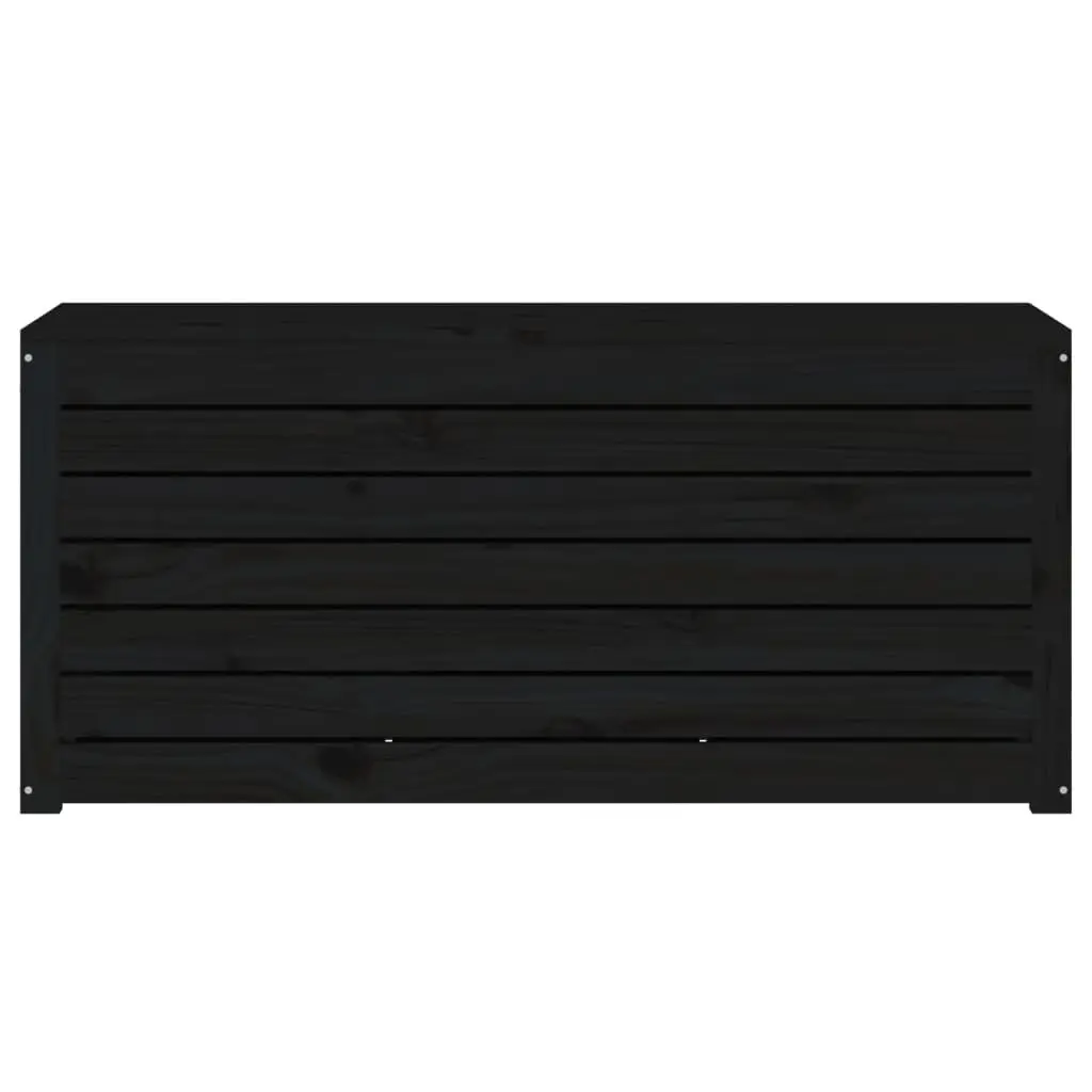 Garden Storage Box Solid Pine Wood Black Deck Box with Lid