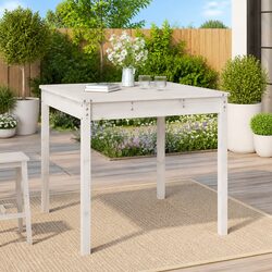 Garden Table White 82.5x82.5x76 cm Solid Wood Pine Outdoor Patio Furniture