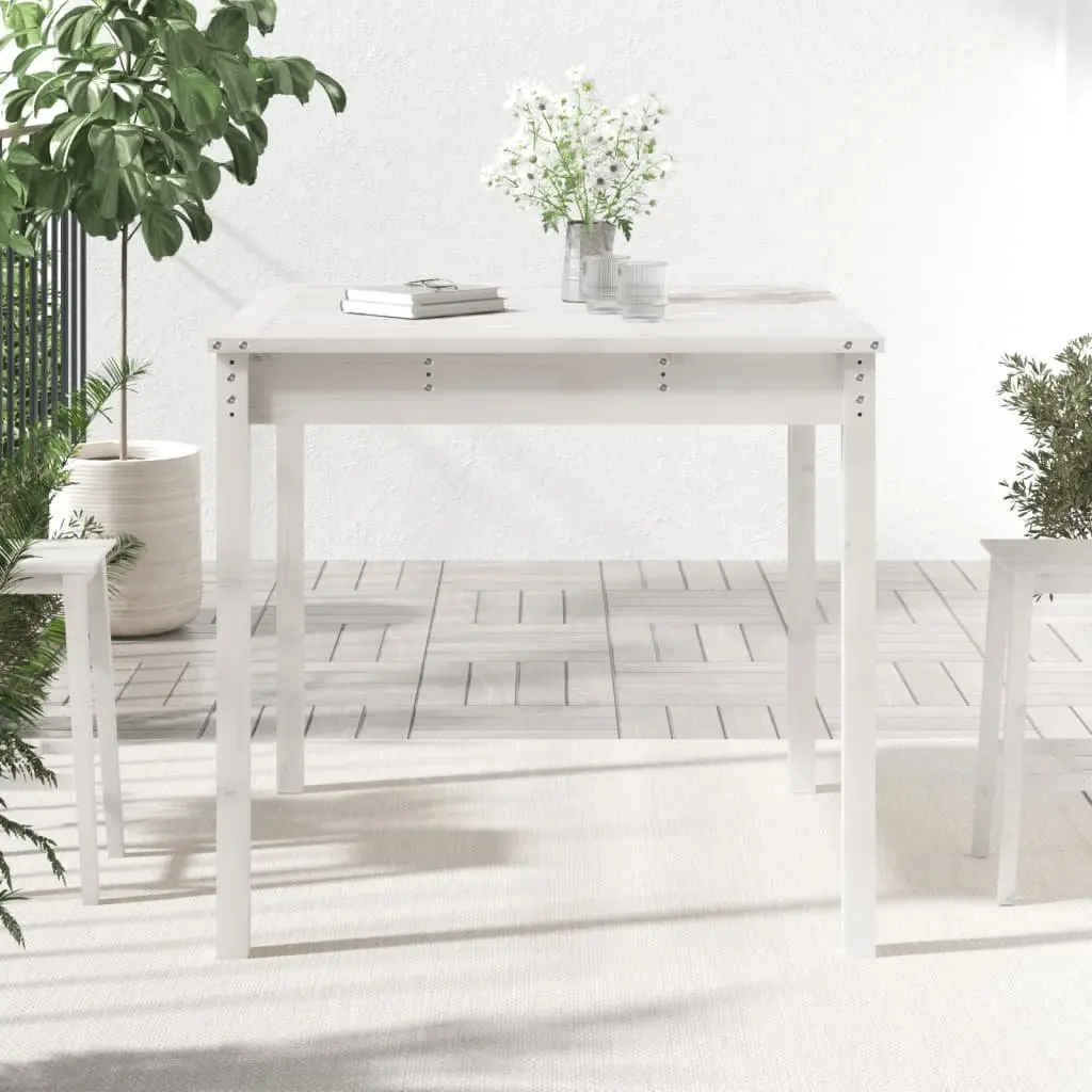 Garden Table Solid Pine Wood Outdoor Patio Furniture White 82.5x82.5x76 cm