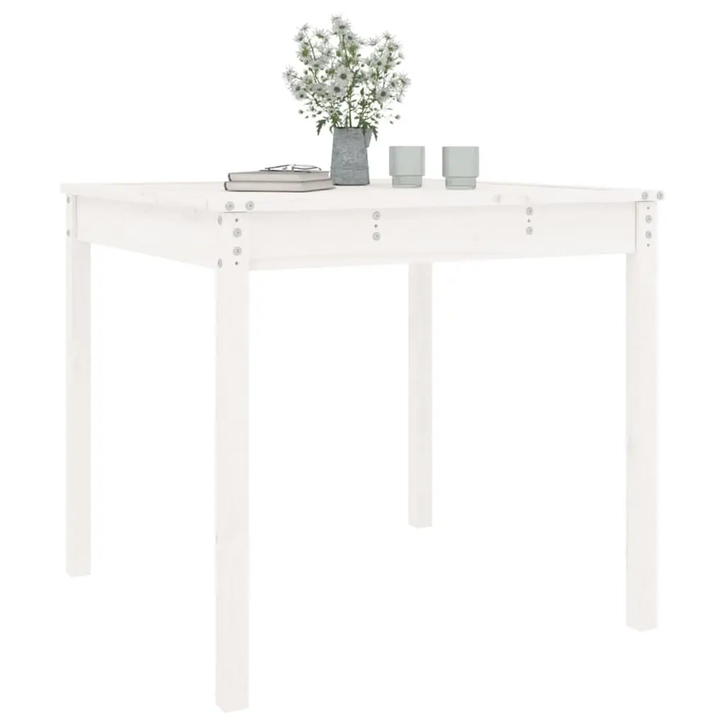 Garden Table Solid Pine Wood Outdoor Patio Furniture White 82.5x82.5x76 cm