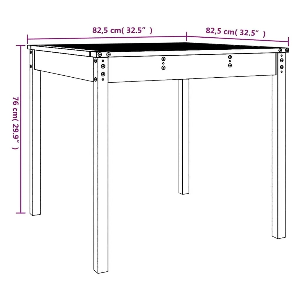 Garden Table Solid Pine Wood Outdoor Patio Furniture White 82.5x82.5x76 cm