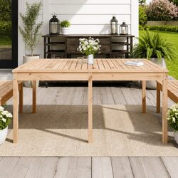 Solid Pine Wood Garden Table 159.5x82.5x76cm Outdoor Patio Furniture Brown