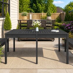 Solid Wood Garden Table Outdoor Patio Furniture Grey 159.5x82.5x76cm Pine Frame