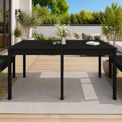 Solid Pine Wood Garden Table Black Outdoor Patio Furniture Dining