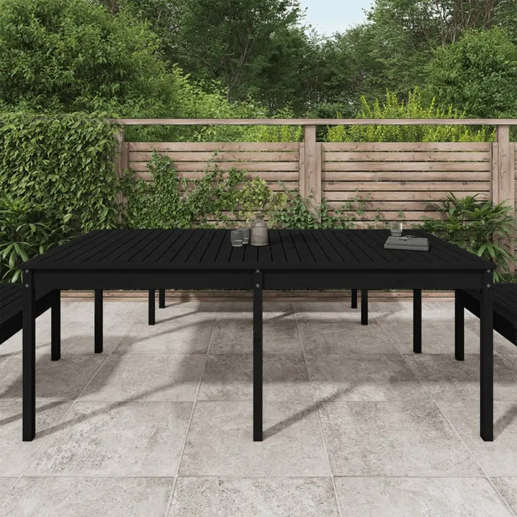 Garden Table Solid Pine Wood Black 203.5x100x76cm Outdoor Patio Furniture