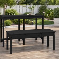 Outdoor Garden Bench Black Solid Wood Pine Slatted Patio Seating Furniture