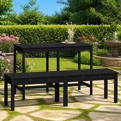 Wooden 2-Seater Garden Bench Outdoor Patio Seating Slatted Design Black