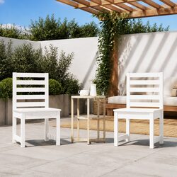 Outdoor Garden Chairs 2 pcs White Solid Wood Pine Patio Seating Dining Furniture