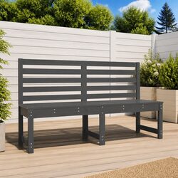 Outdoor Garden Bench 157.5 cm Grey Wooden Backrest Patio Seating Furniture