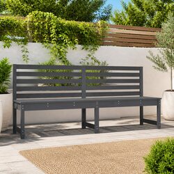 Garden Bench Outdoor Seating Grey Solid Wood Pine 201.5cm Patio Furniture