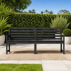 Garden Bench Outdoor Wooden Seating with Armrests and Backrest Patio Furniture