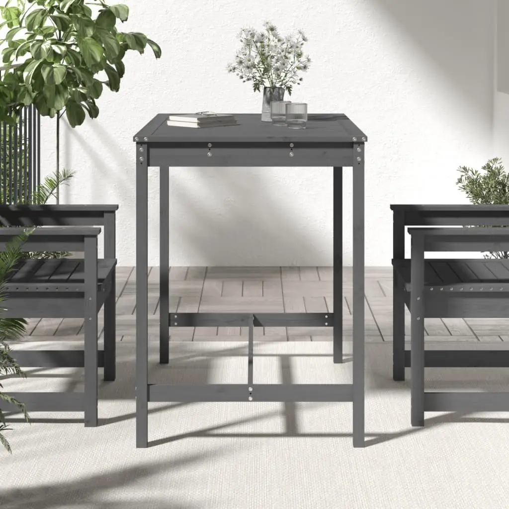 Garden Table Solid Pine Wood Outdoor Furniture Grey 121x82.5x110 cm
