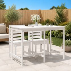 Garden Table White Outdoor Patio Dining Solid Pine Wood Furniture Terrace