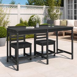 Garden Table Outdoor Patio Dining Furniture Grey Solid Wood Pine 203.5x90x110cm