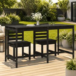 Garden Table Outdoor Wooden Patio Furniture Solid Pine Black 203.5x90x110 cm