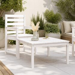 Garden Table White Outdoor Dining Furniture Solid Pine Wood 82.5x82.5x45cm