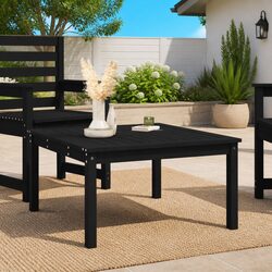 Garden Dining Table Outdoor Patio Furniture Black Solid Wood Pine 82.5x82.5x45cm