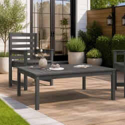 Garden Dining Table Grey Outdoor Furniture Patio Solid Wood Pine 121x82.5x45cm
