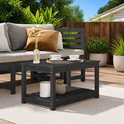 Garden Table Grey 82.5x50.5x45 cm Wooden Outdoor Patio Furniture with Storage