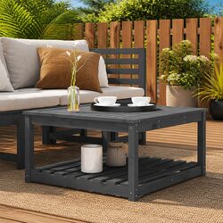 Garden Table Grey Solid Wood Pine Patio Outdoor Furniture with Storage Shelf