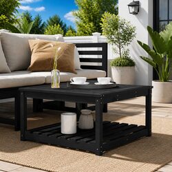Garden Table Black 82.5x82.5x45cm Outdoor Patio Furniture Solid Wood Pine