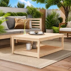 Garden Table Solid Wood Pine Outdoor Patio Furniture Brown Dining Desk with