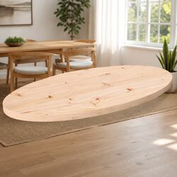 Solid Pine Wood Table Top 80x40x2.5 cm Oval Brown Natural Wooden Surface