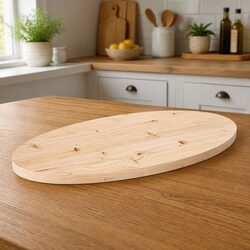 Solid Pine Wood Table Top 80x40x2.5 cm Oval Brown Natural Wooden Surface