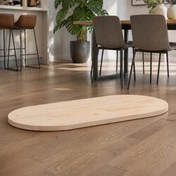 Solid Pine Wood Oval Table Top 100x50x2.5 cm Brown Replacement Furniture Board