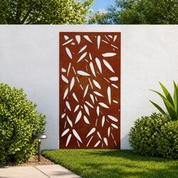 Garden Wall Decoration Corten Steel Bamboo Leaf Design Outdoor Metal Artwork