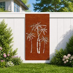 Garden Wall Decoration 105x55 cm Corten Steel Palm Tree Design Outdoor Metal Art