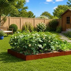 Garden Raised Bed Planter 100x100x26cm Corten Steel Open Bottom Flower Box