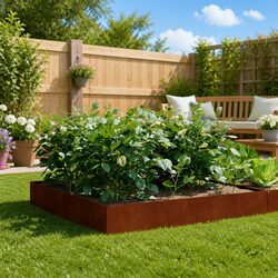 Garden Raised Bed 100x100x33.5cm Corten Steel Planter Box Brown