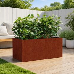 Corten Steel Planter Raised Garden Bed Box 80x40x40 cm Brown Weathering