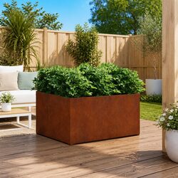 Corten Steel Planter Raised Garden Bed 80x80x40cm Outdoor Patio Flower Box