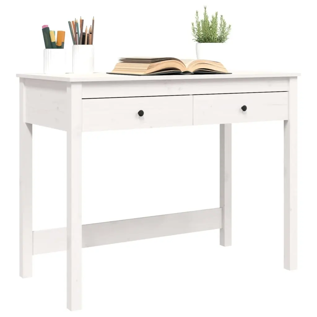 Solid Wood Desk with Drawers 100 x 50 x 78 cm White Pine Furniture