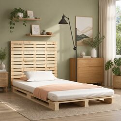 Wall Headboard 96cm Solid Pine Wood Bedroom Bed Header Brown