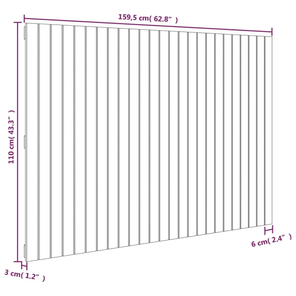 Wall Mounted Headboard Solid Pine Wood 159.5cm White Bedroom Bed Header