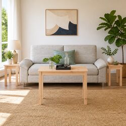 Nesting Tables Set of 3 Pine Wood Brown Side End Tables Living Room Bedroom