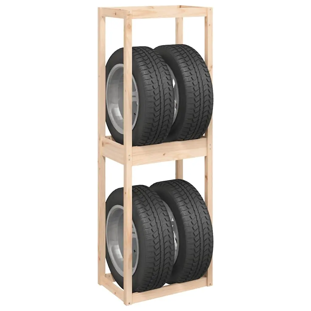 Tire Rack Solid Pine Wood Storage Shelf Organiser Brown 63x40x180 cm