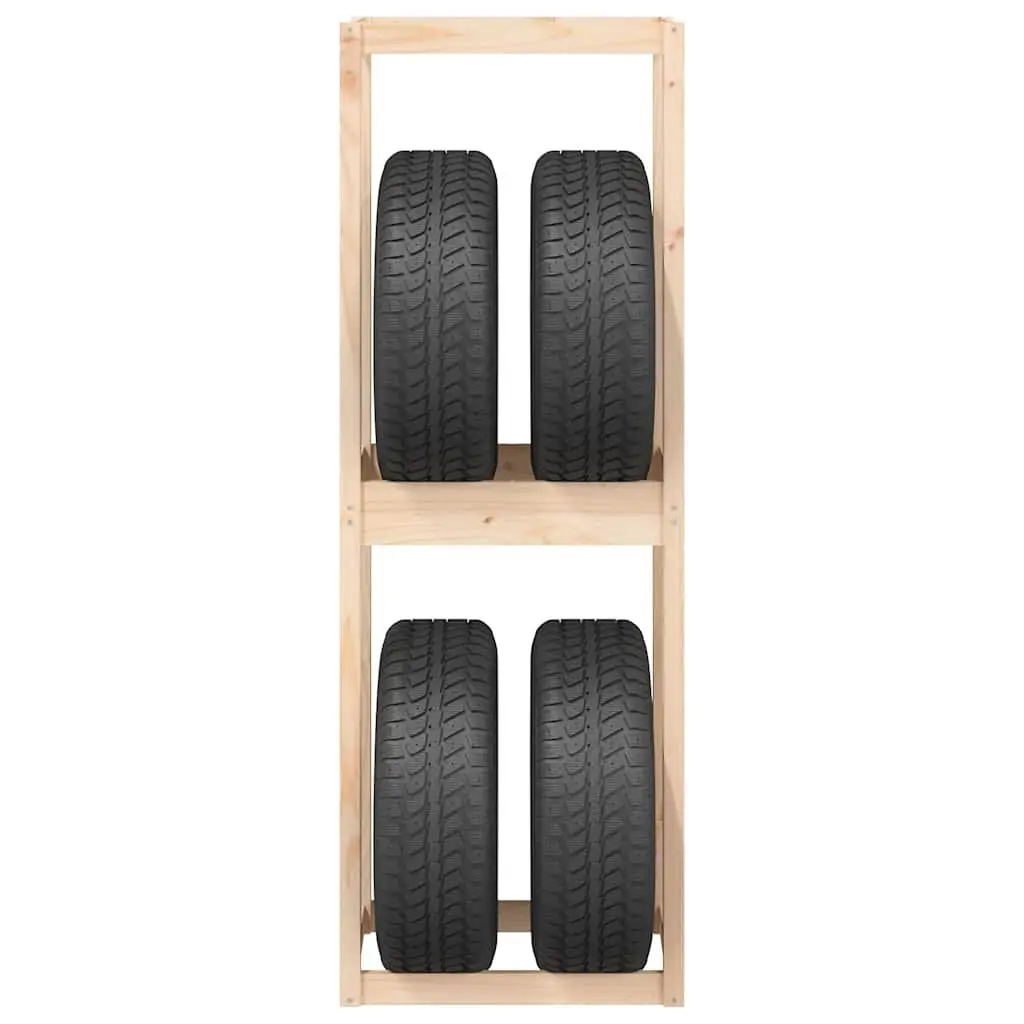 Tire Rack Solid Pine Wood Storage Shelf Organiser Brown 63x40x180 cm
