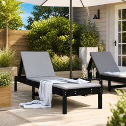 Sun Lounger Adjustable Backrest Outdoor Garden Patio Lounge Chair Black