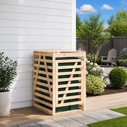 Wheelie Bin Storage Solid Wood Pine Garden Waste Container Enclosure Brown