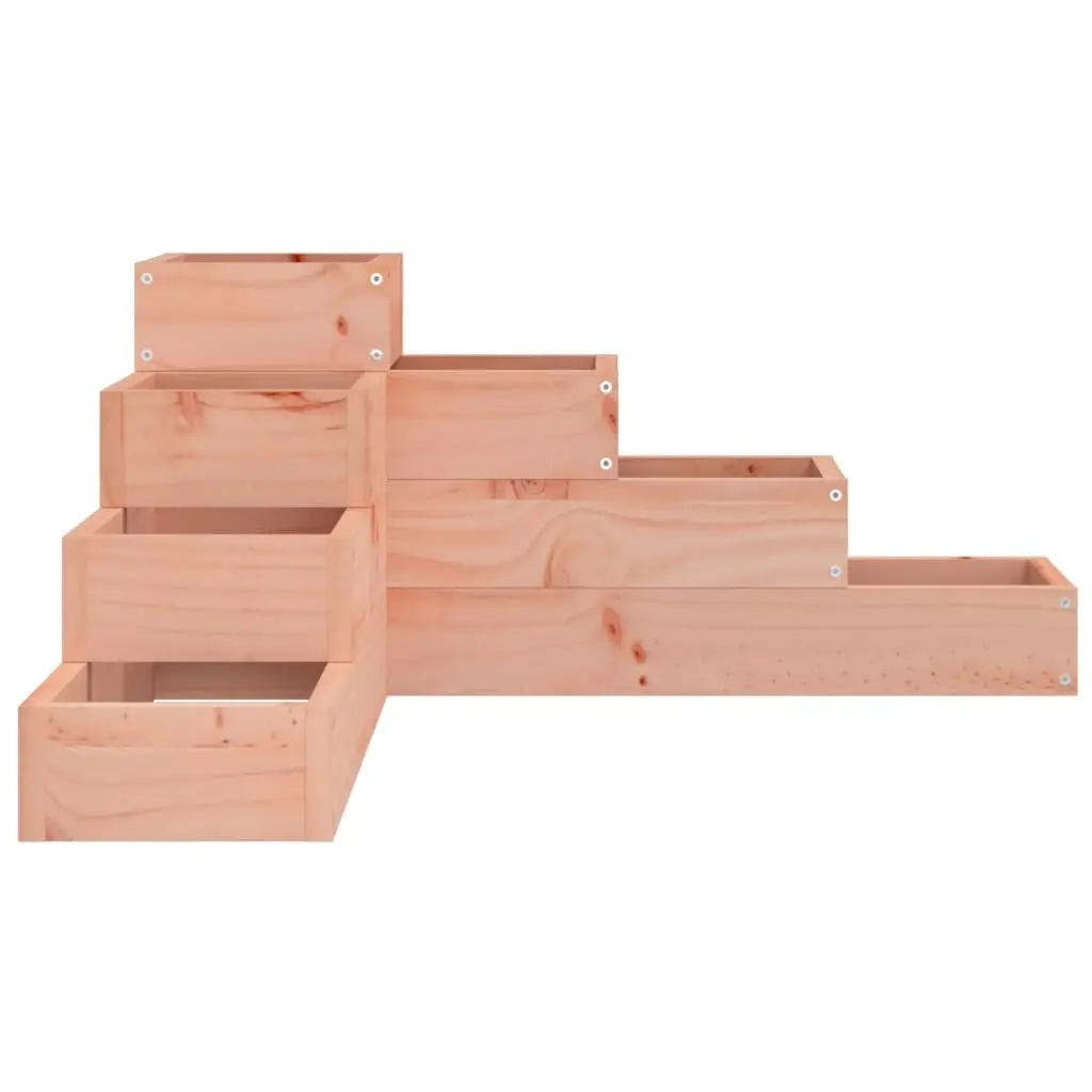 4-Tier Wooden Garden Planter L-Shape Outdoor Raised Bed Brown