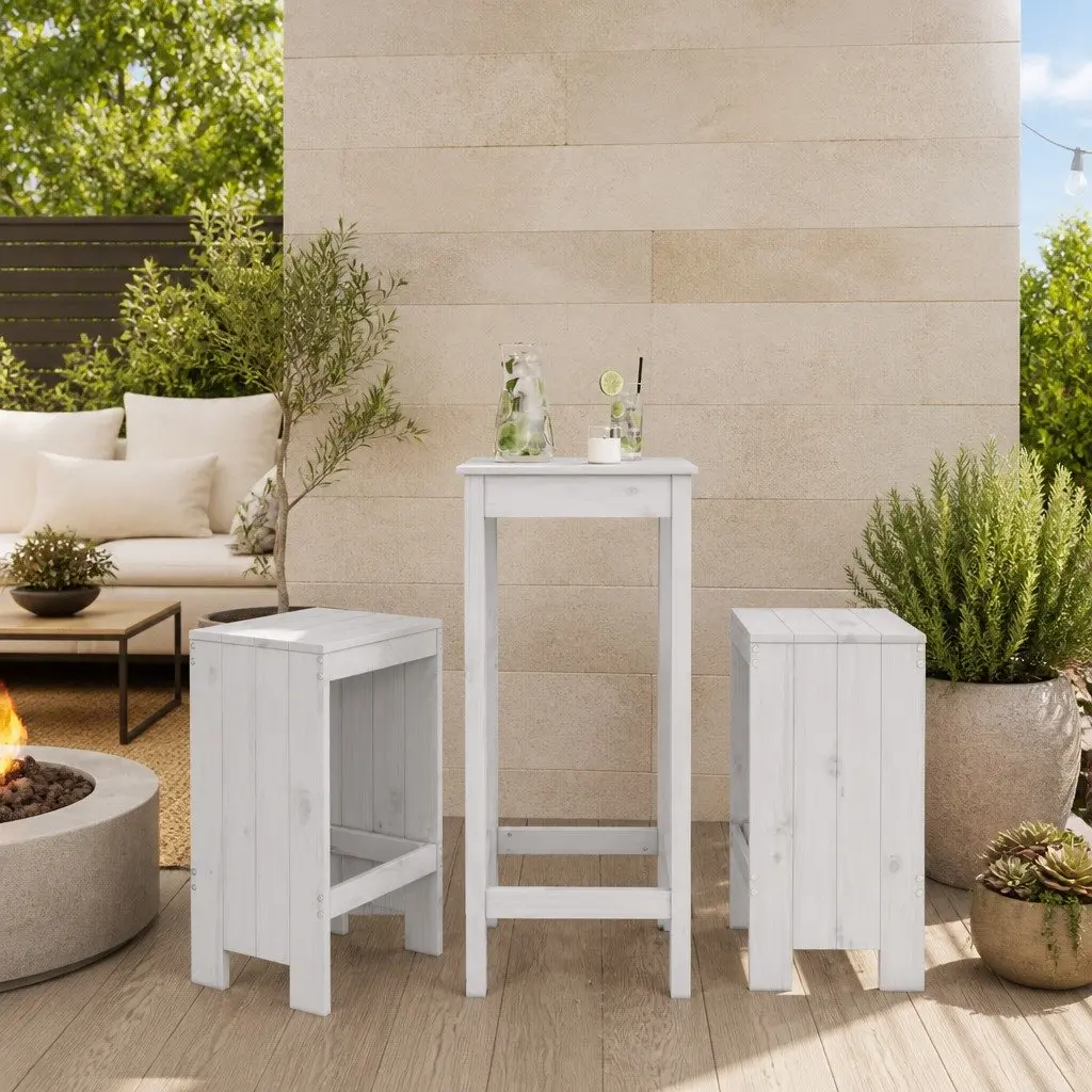 Bar Stools Solid Pine Wood Outdoor Seating 40x36x75 cm White 2 pcs