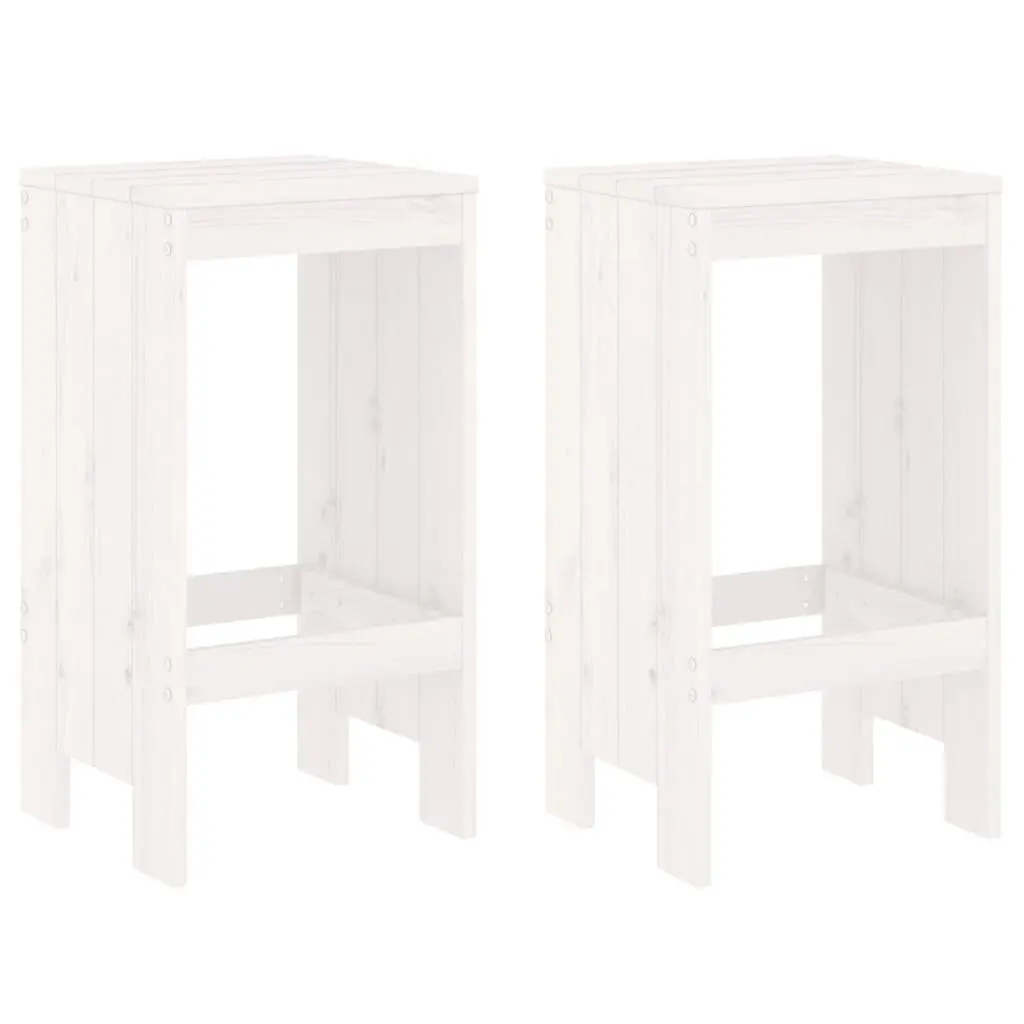 Bar Stools Solid Pine Wood Outdoor Seating 40x36x75 cm White 2 pcs