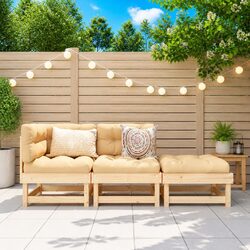 3 Piece Outdoor Garden Lounge Set Modular Sectional Sofa Patio Furniture