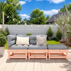 3 Piece Outdoor Garden Lounge Set Solid Wood Sectional Sofa Patio Furniture