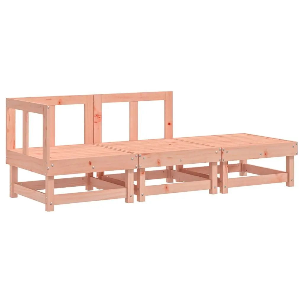 3 Piece Outdoor Garden Lounge Set Solid Wood Modular Sofa Brown